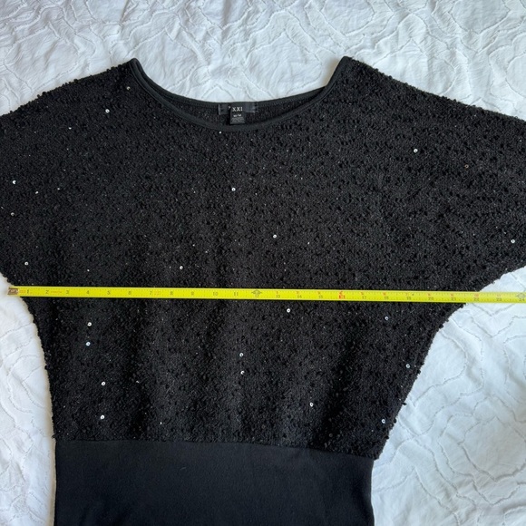 XXI Sparkle Sequin Sweater Top Tight Waist Band - Picture 6 of 7
